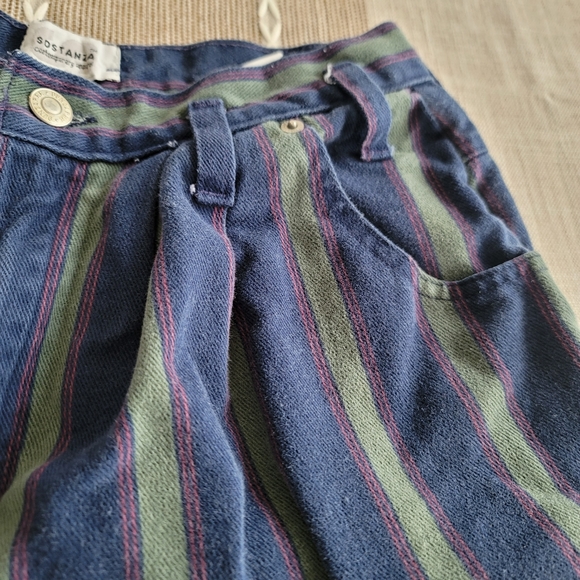 Sostanza vintage highwaist Jean shorts Sz 12 striped blue grey, pink - Picture 4 of 10